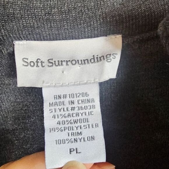 Soft Surroundings Wool Blend Tunic PL Velvet Trim Relaxed Quiet Luxury Neutral - Picture 6 of 8